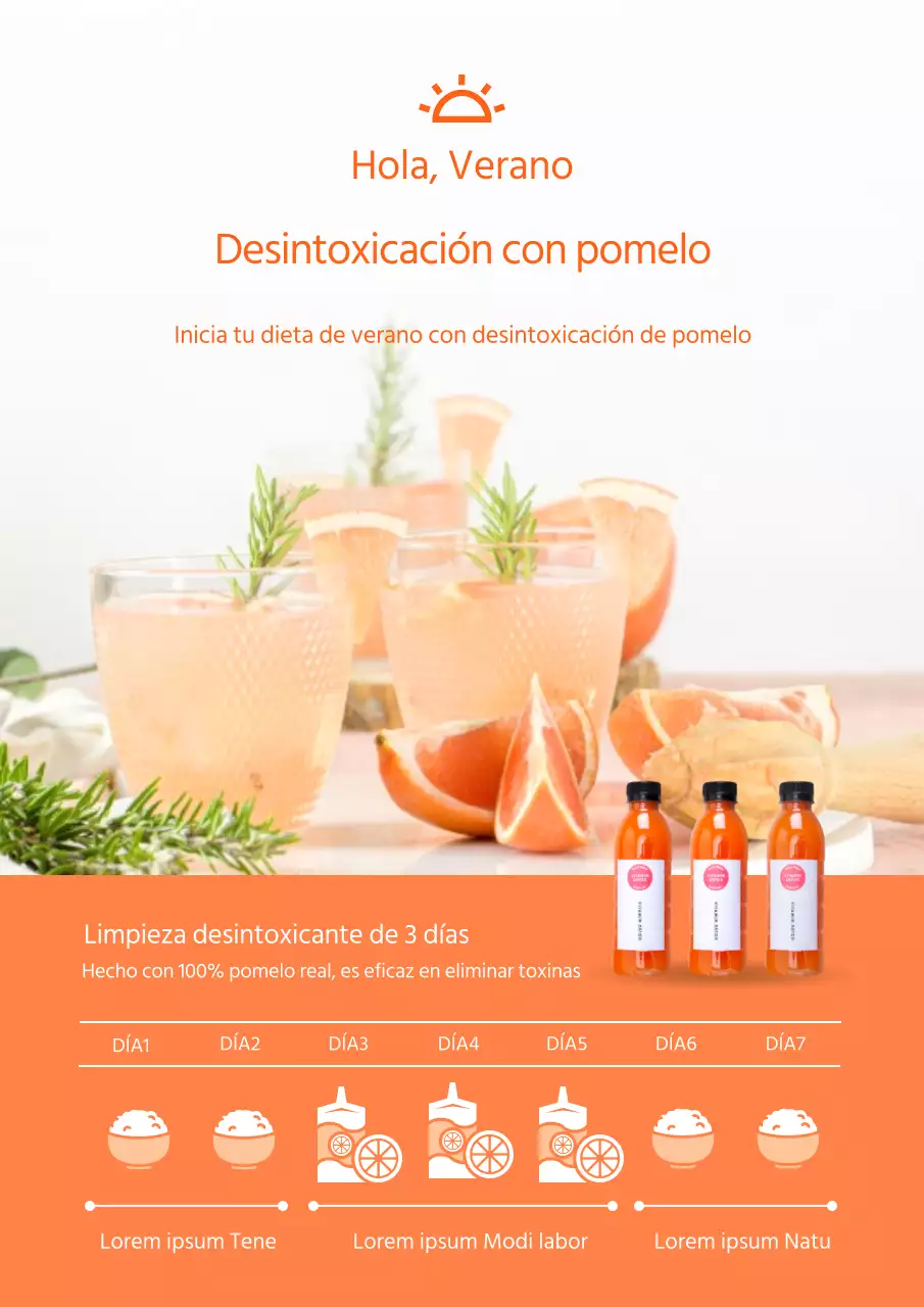 Promover el uso de productos de desintoxicación de pomelo de color naranja