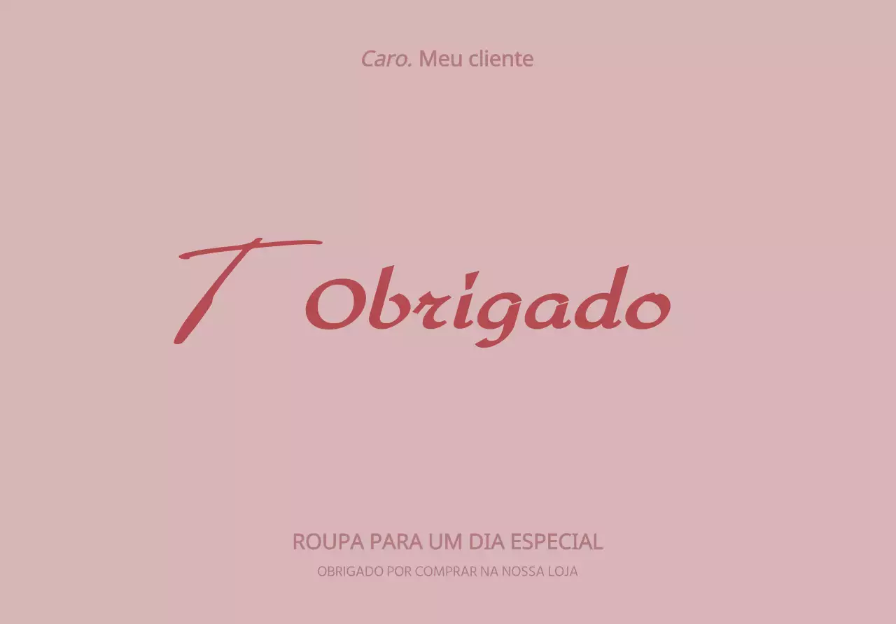 Desenho de cartão de agradecimento de cliente para um centro comercial com caligrafia cor-de-rosa e rabiscada.