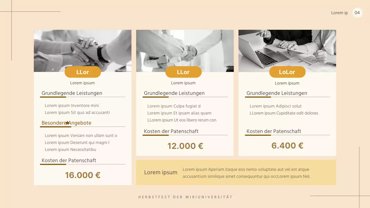 Einfacher beige-schwarz-weißer Vorschlag für das Sponsoring eines Universitätsfestivals