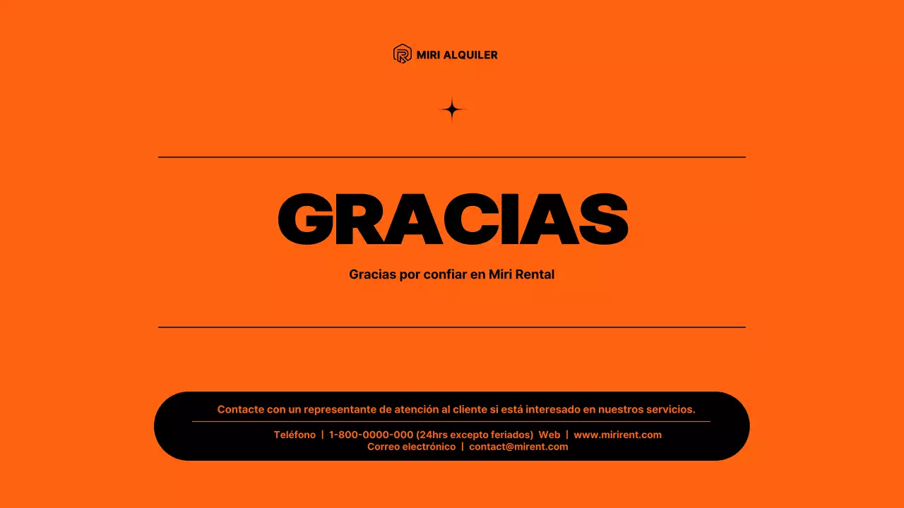 Propuesta de servicio de alquiler de electrodomésticos con elementos de color naranja