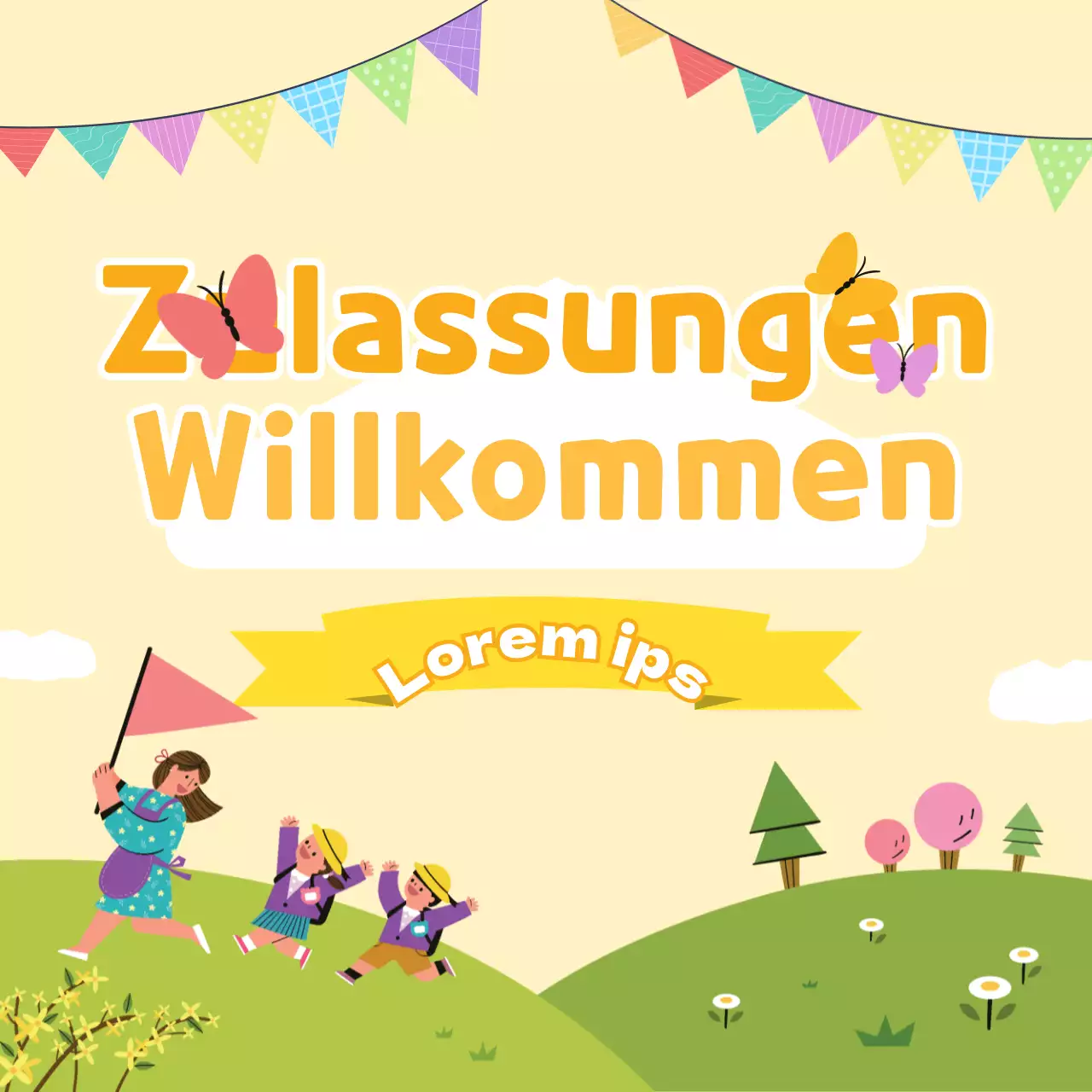 Niedliche Kinder begrüßen mit leuchtend gelben Hintergrund