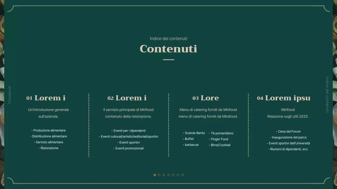 Presentazione del servizio di catering verde e marrone