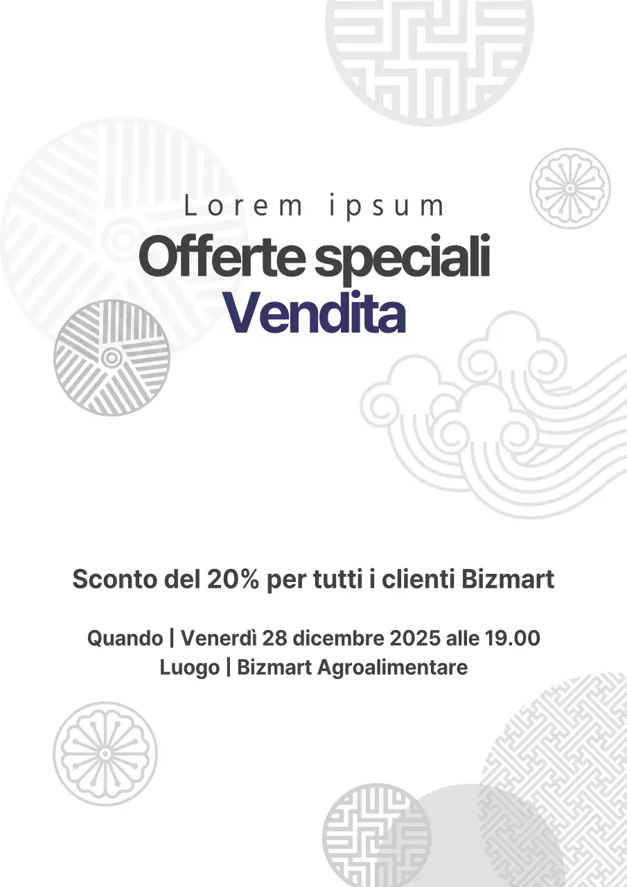 Un semplice volantino rosso di un negozio di alimentari che promuove un evento di vendita speciale.