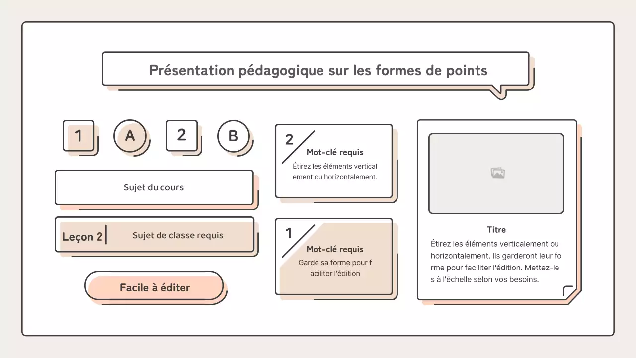 Éducatif avec des formes ponctuelles en rose et beige