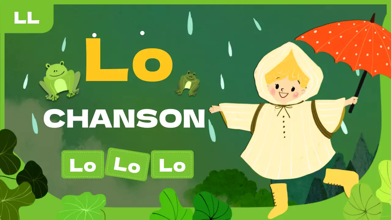 Thème de la comptine pluvieuse avec des illustrations vertes ressemblant à des contes de fées