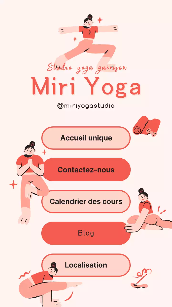Une note linky rose et rouge faisant la promotion d'un joli studio de yoga