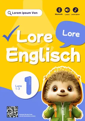 Ein knalliges Gelb und Blau für einen Umschlag für den Englischunterricht