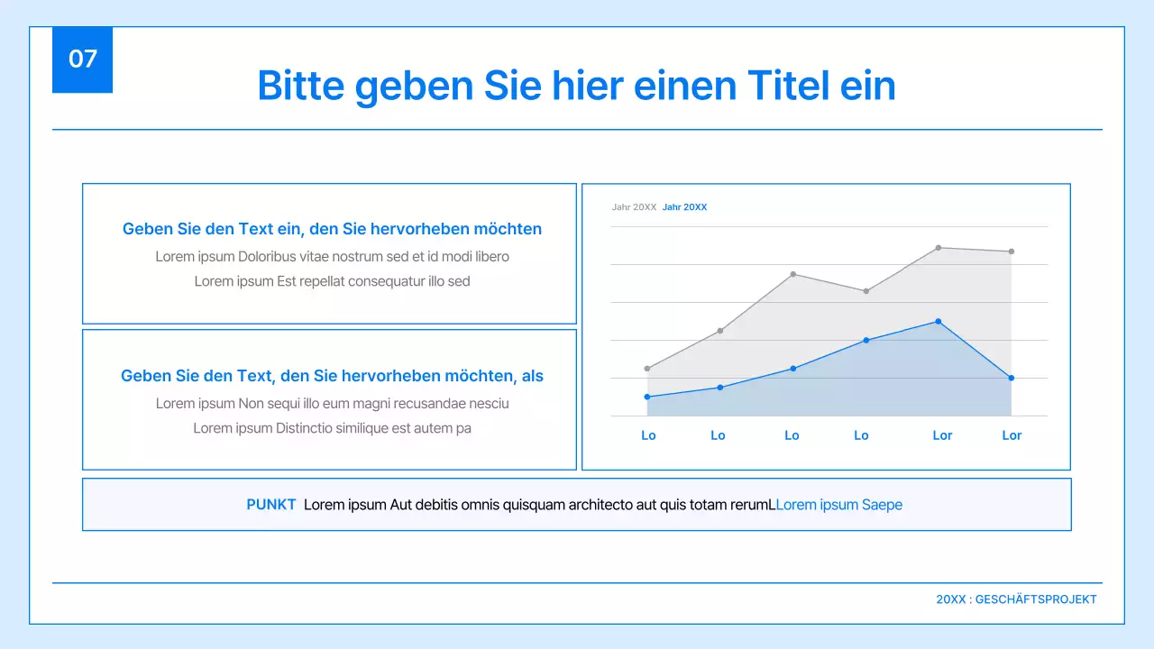 Ein einfacher Geschäftsplan in Weiß und Blau