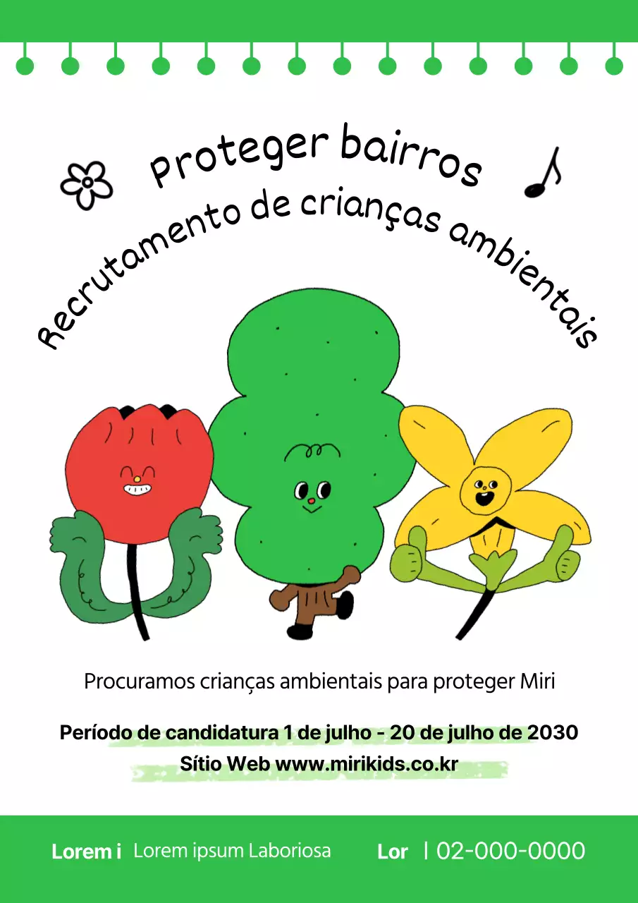 Um cartaz ilustrado, verde e giro sobre o ambiente