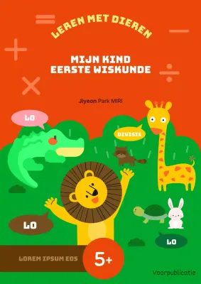 Minimalistische kinderboekomslag voor wiskunde in oranje en groen
