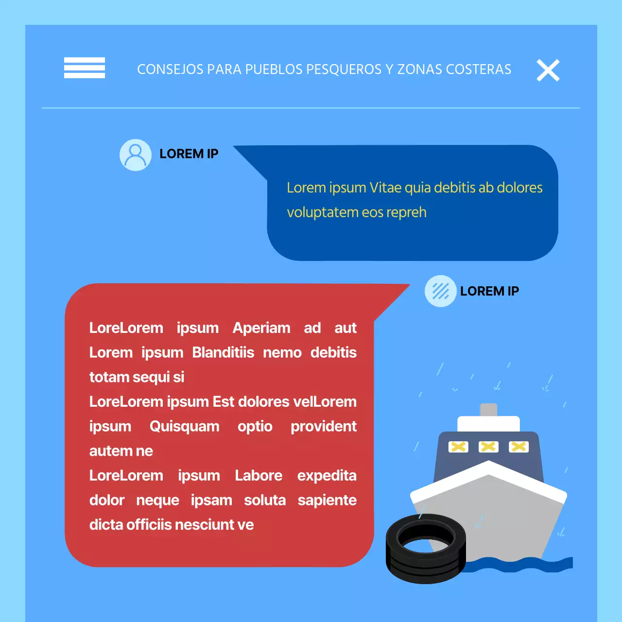 Concepto de texto de alerta de catástrofe en rojo y azul Información de alerta por lluvias torrenciales