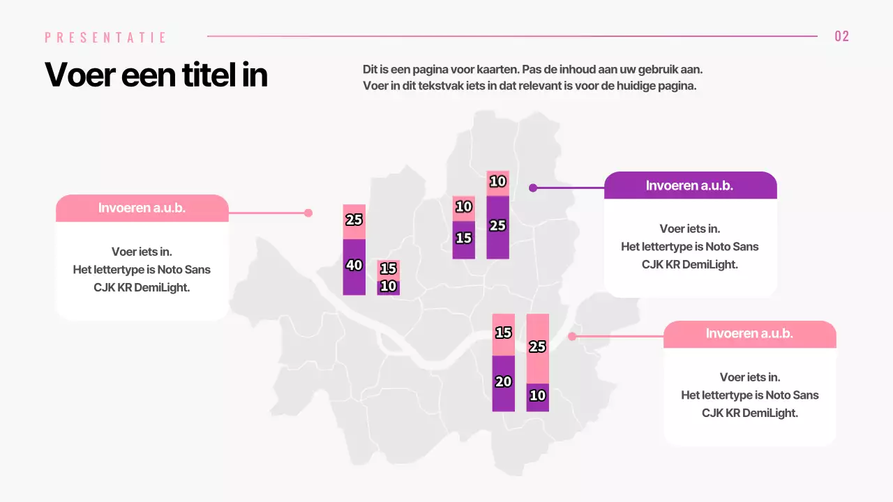 Presentatie van verschillende lay-outs met grafische concepten met roze kleurverloop