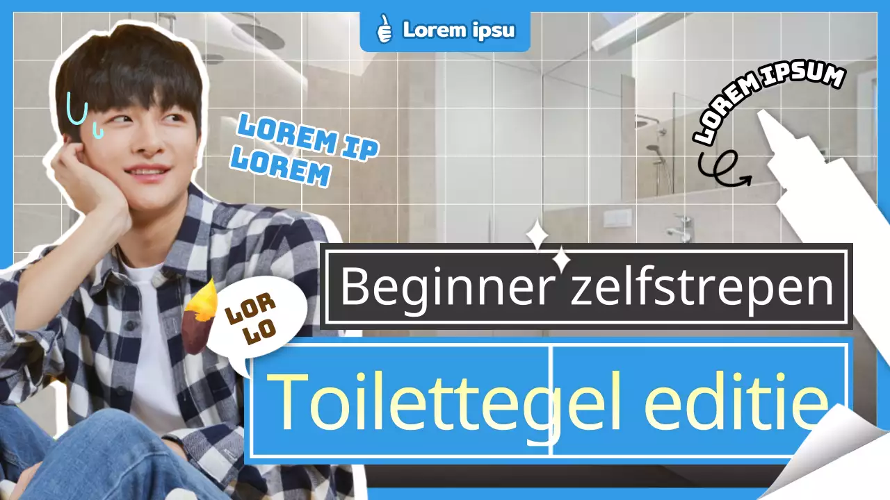 Blauwe beeldgerichte YouTube-miniaturen met een toiletgevoel