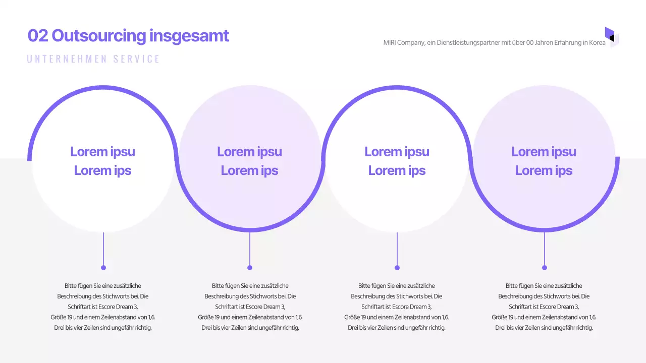 Einfache Präsentation zur Unternehmensvorstellung mit violetten Tönen