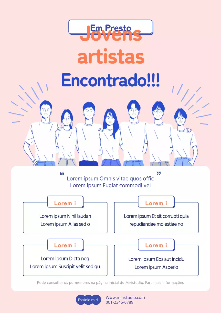 Webposter para a Convocatória de Jovens Artistas em Coral Blue
