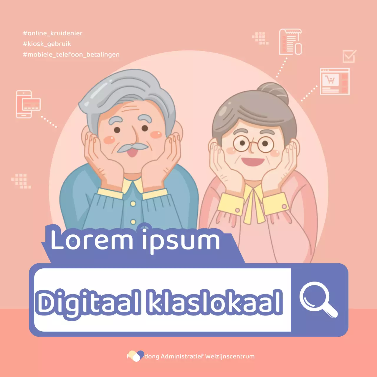 Roze en blauw senior digitaal klaslokaal thema