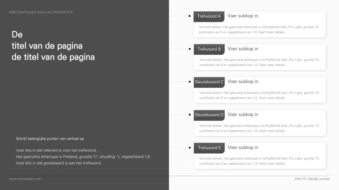 Eenvoudige zakelijke presentatie in zwart-wit