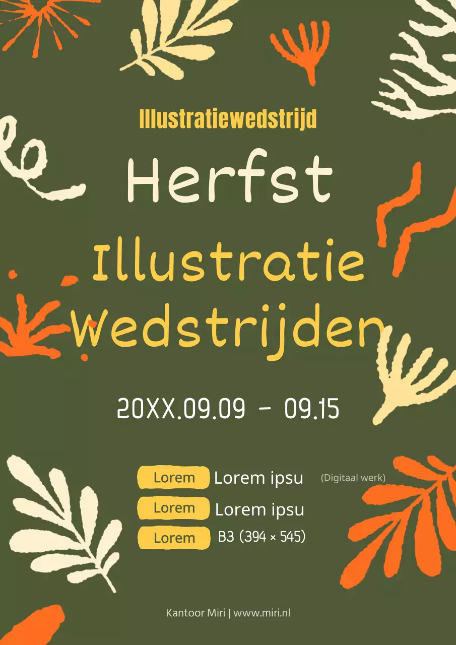 Groen en Oranje Herfst Illustratiewedstrijd