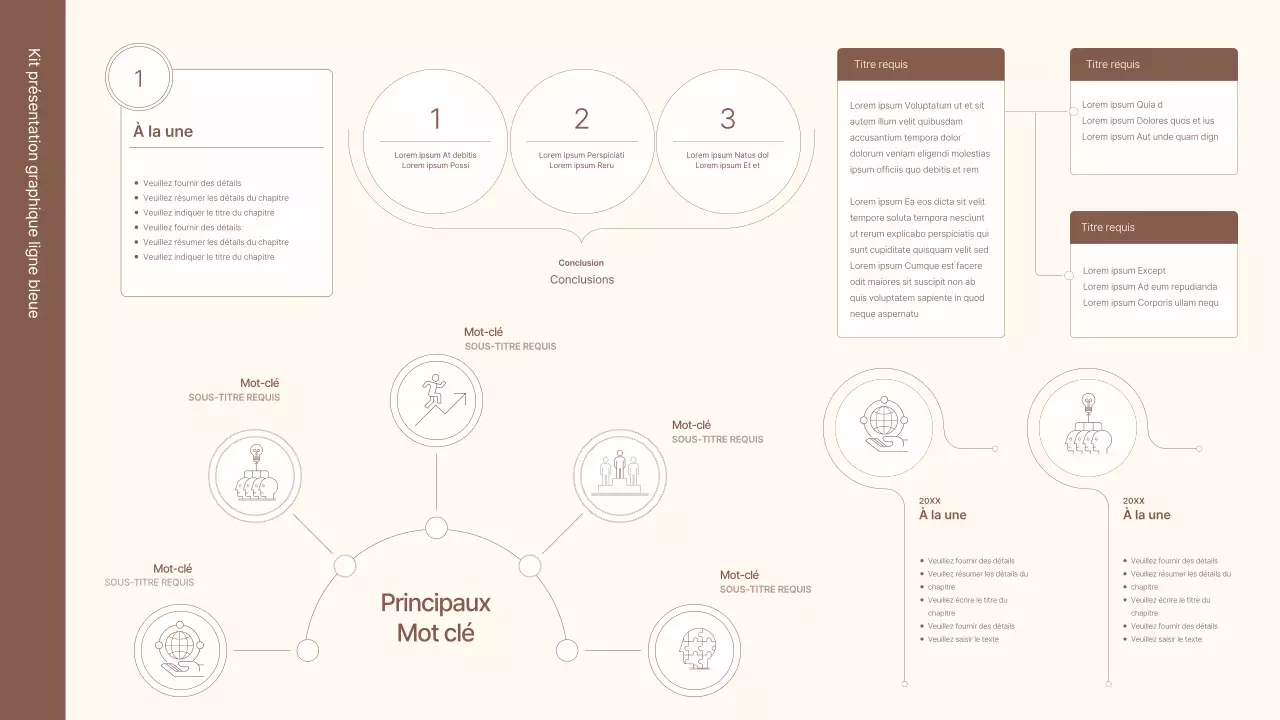 Un kit de concept d'entreprise avec des lignes minimalistes et simples en marron.