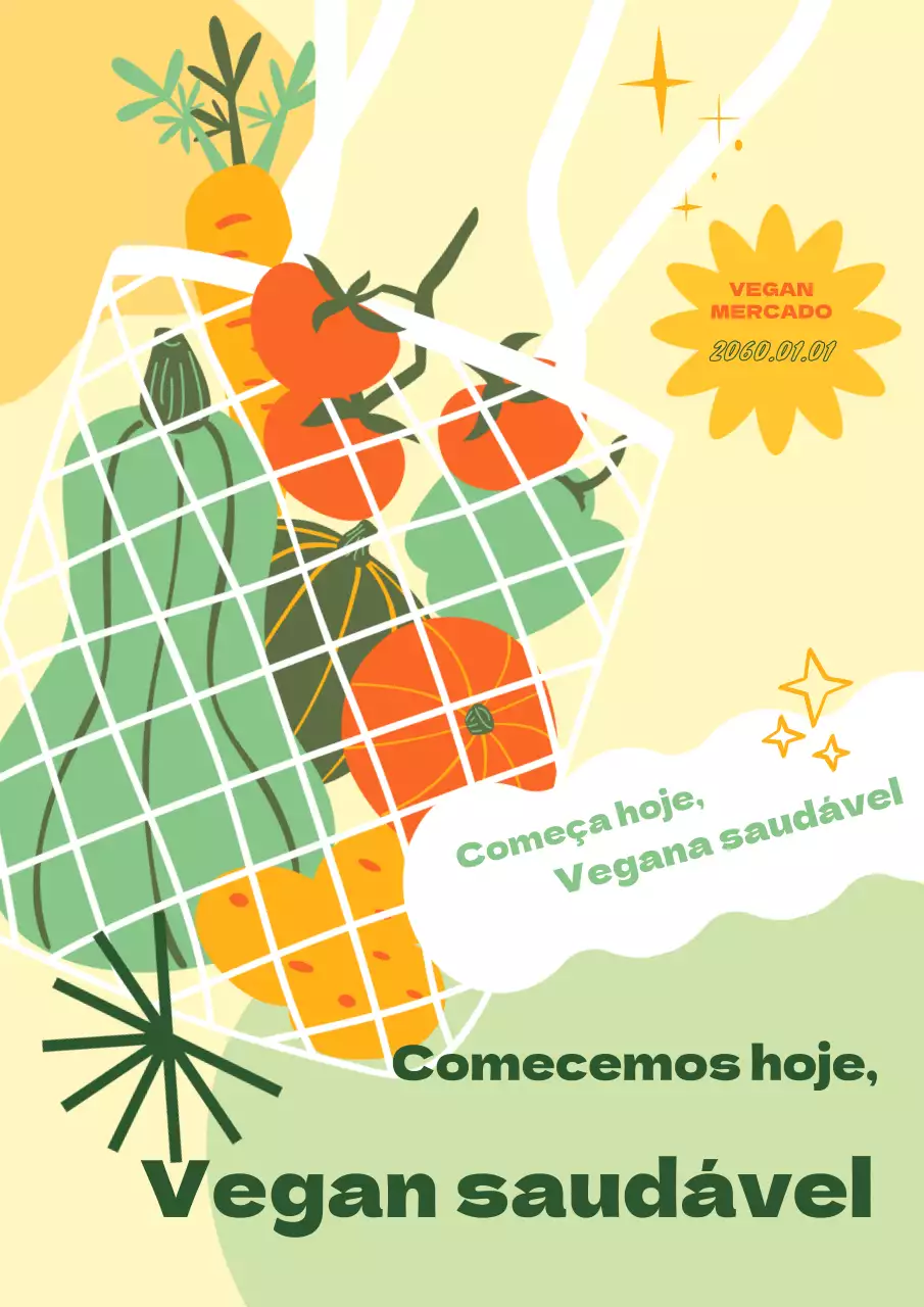 Promover o veganismo com ilustrações coloridas de vegetais