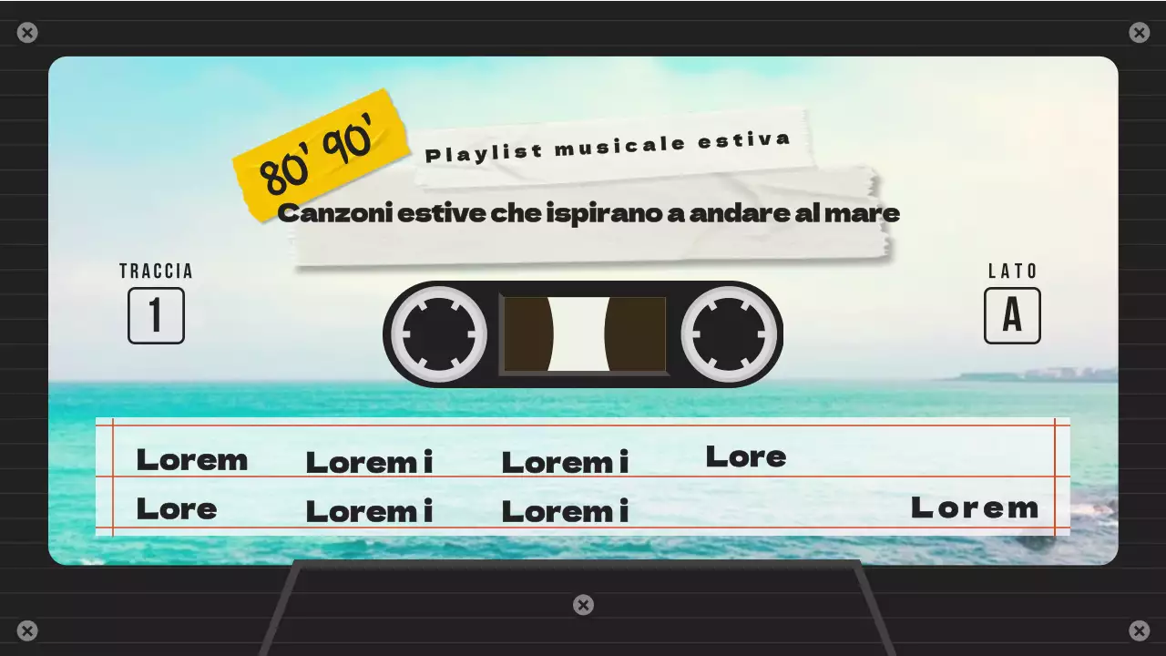 Miniatura di una playlist di canzoni estive con concetto di cassetta retrò