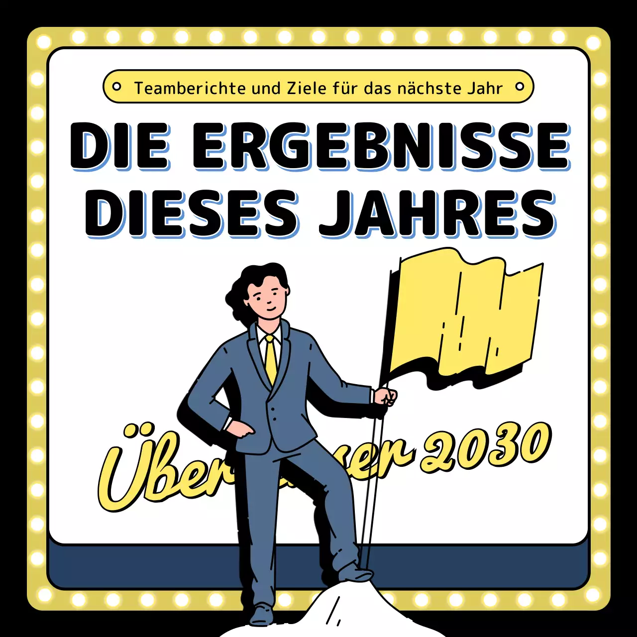 Ende des Jahres Veranstaltung Illustration in gelb blau schwarz
