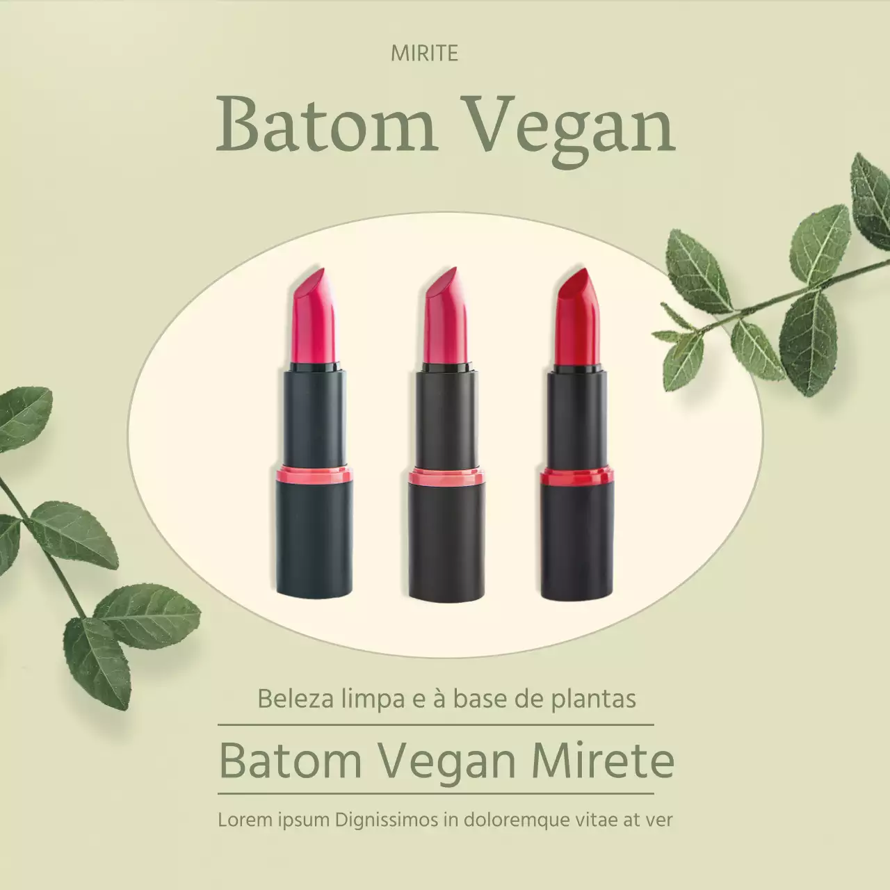 Um batom vegan suave no feed verde do Instagram