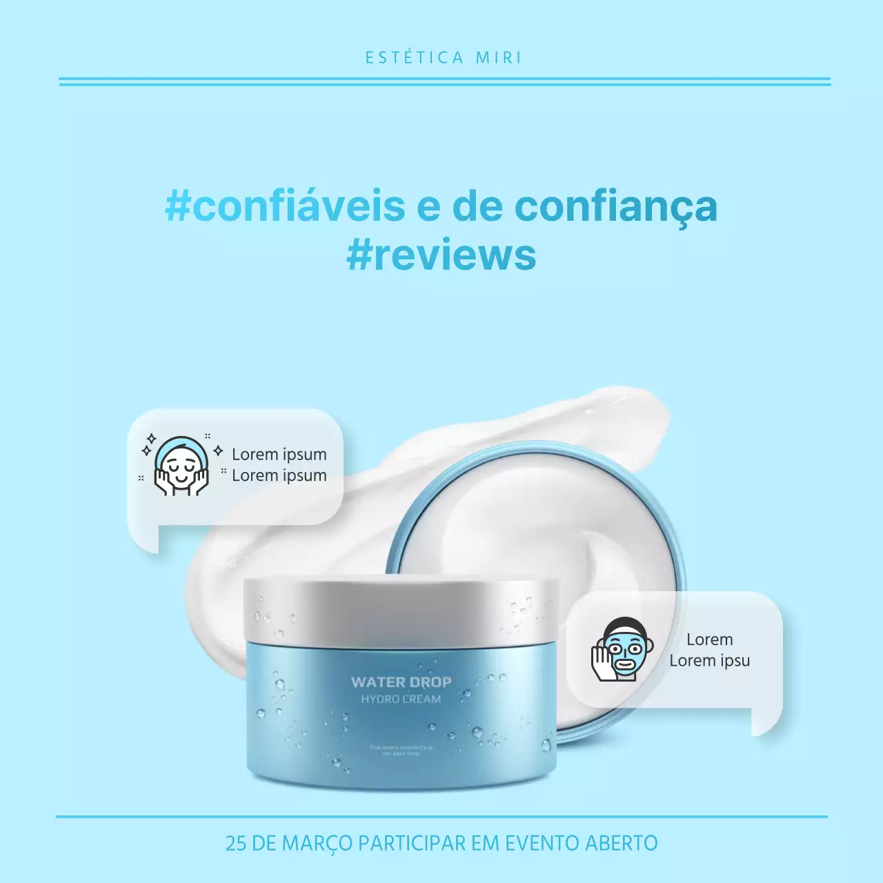 Fundo azul claro cosméticos de beleza relacionados com o ícone de balão de fala banner limpo