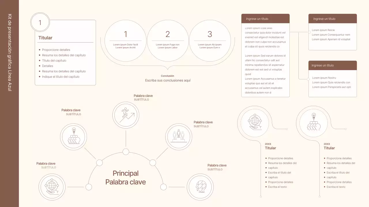 Kit de concepto empresarial de líneas minimalistas y sencillas en color marrón.
