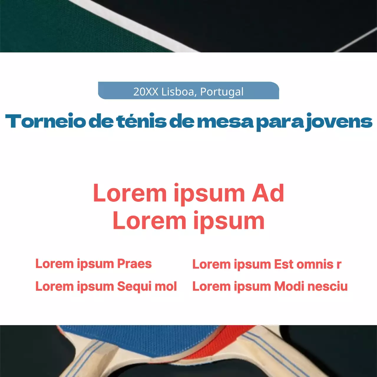 Torneio de ténis de mesa para jovens