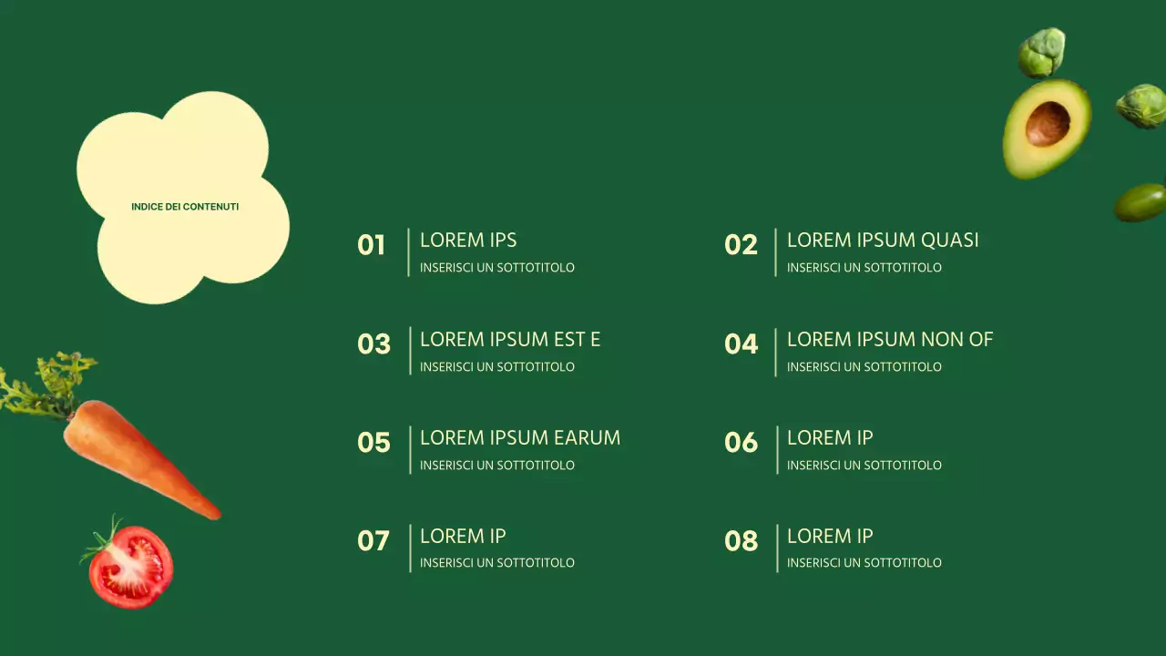 Tema verde e giallo: mangiare sano e piacere sano