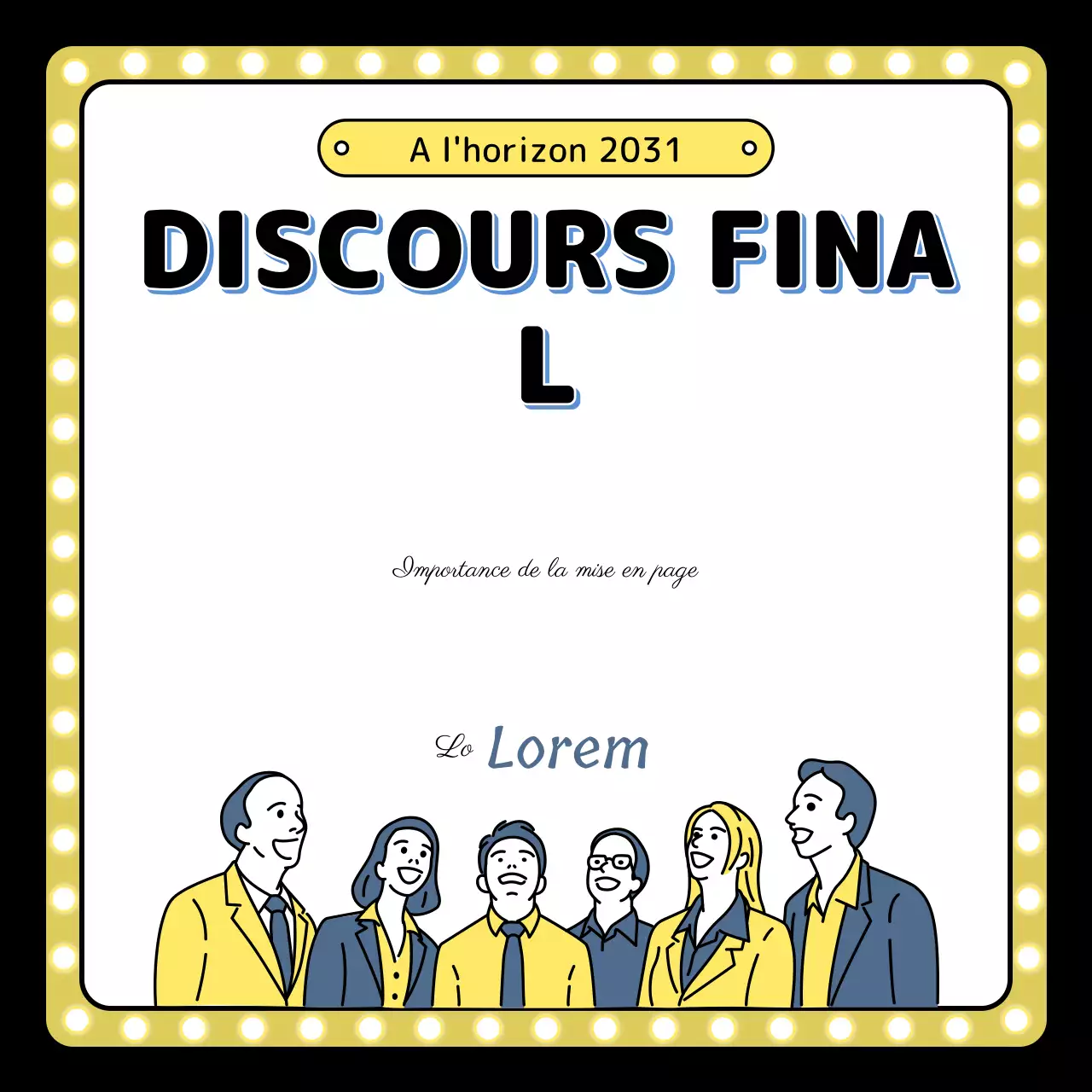 Illustration de l'événement de fin d'année en jaune bleu noir