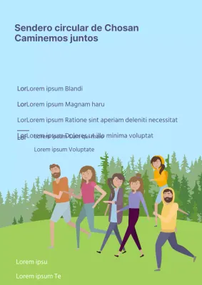 Un sencillo cartel azul claro y verde para promocionar el Maratón del Ecoparque