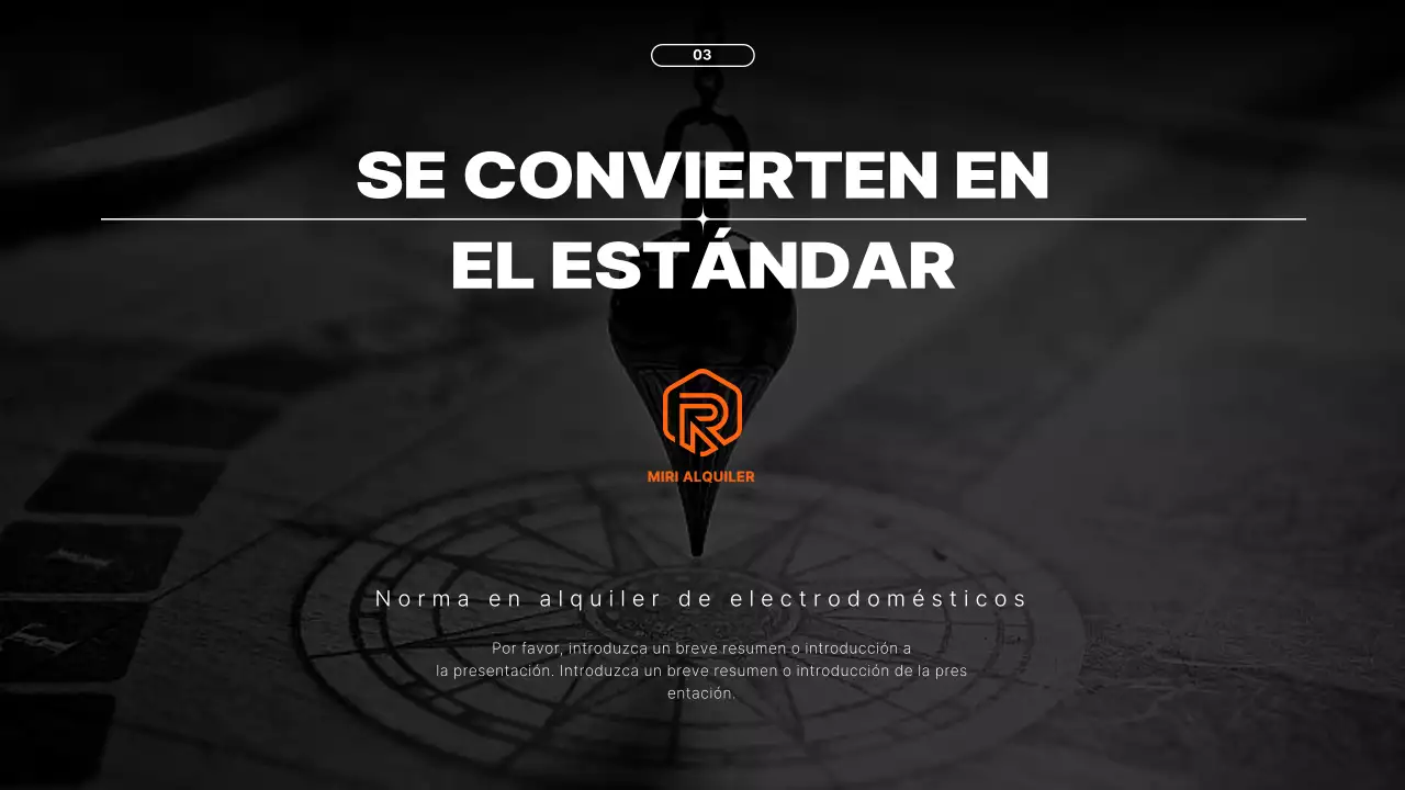 Propuesta de servicio de alquiler de electrodomésticos con elementos de color naranja