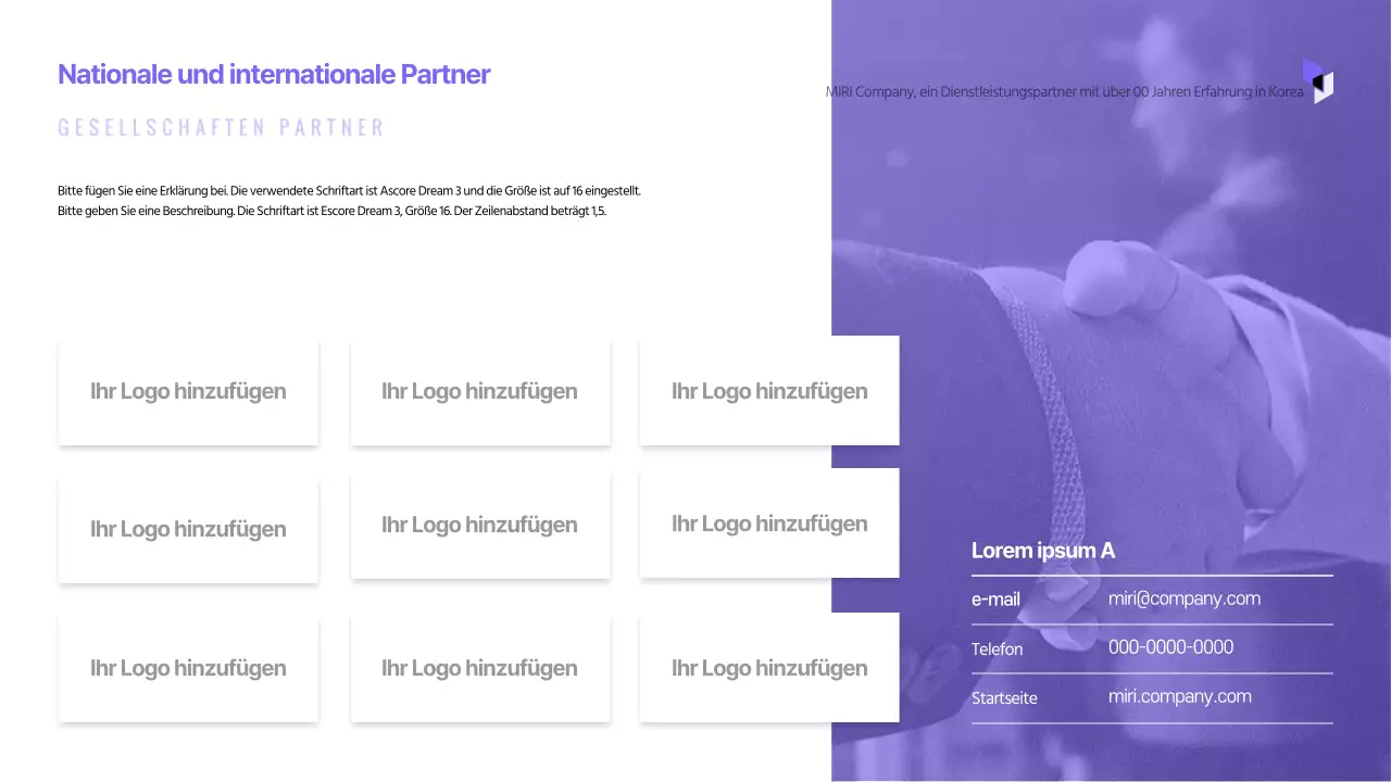 Einfache Präsentation zur Unternehmensvorstellung mit violetten Tönen