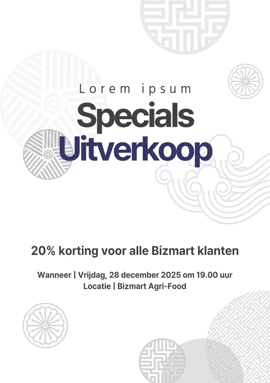 Een eenvoudige rode supermarktfolder die een speciale uitverkoop promoot.