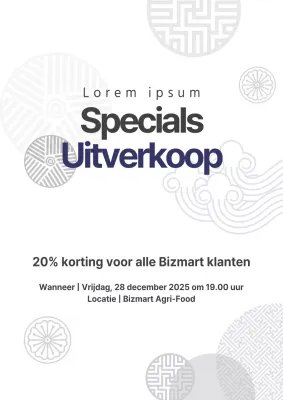 Een eenvoudige rode supermarktfolder die een speciale uitverkoop promoot.