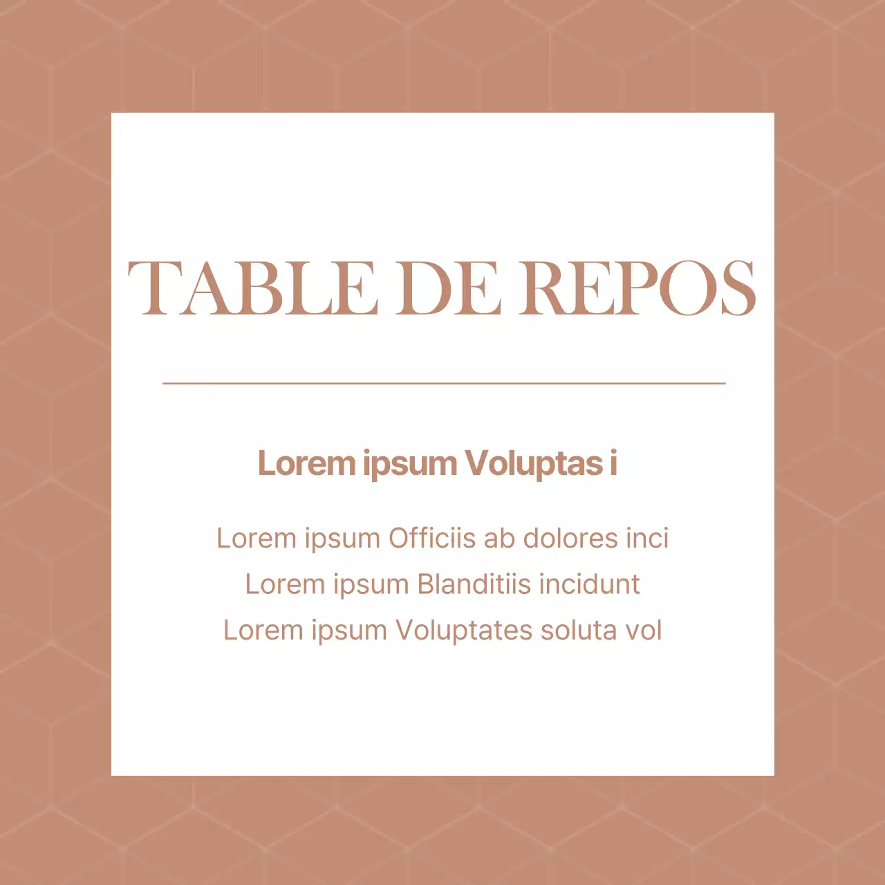 TABLE DE REPOS
