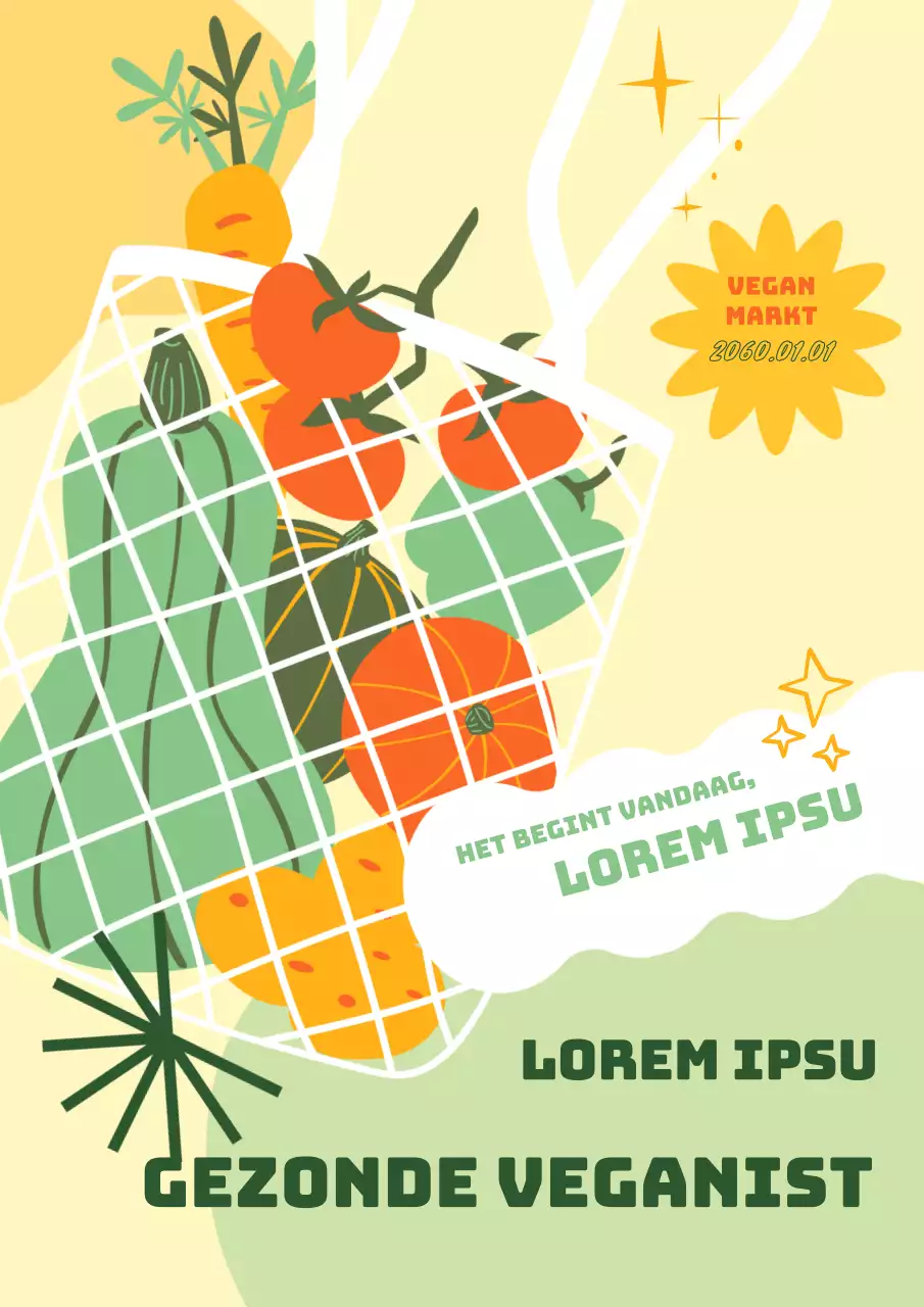 Promoot veganisme met kleurrijke groente-illustraties