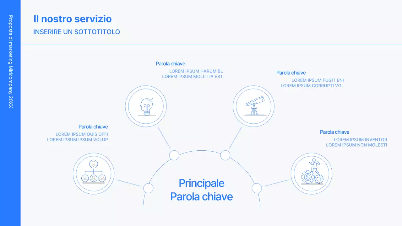 Kit di concetti aziendali con linee blu, minimaliste e semplici
