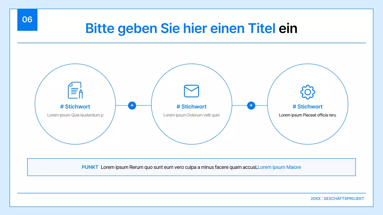 Ein einfacher Geschäftsplan in Weiß und Blau