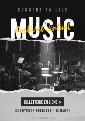 Concert de musique avec un concept d'affiche déchirée en noir et blanc