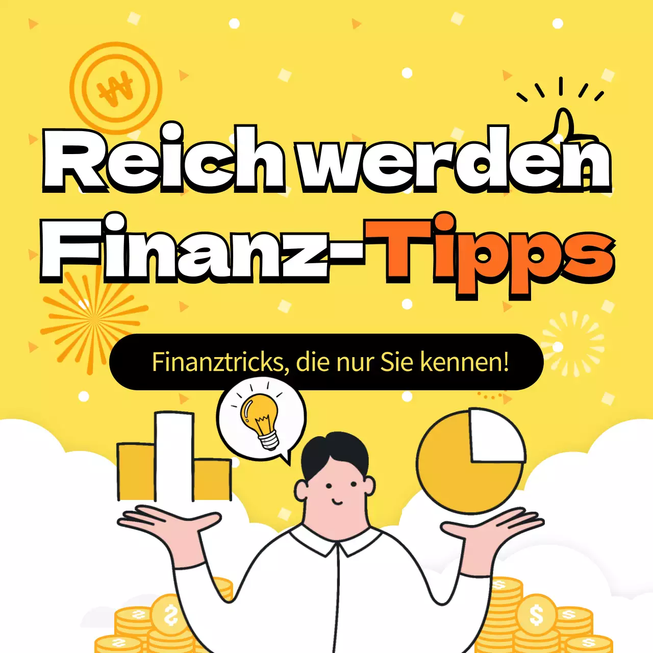 Finanztipps in gelbem Text hervorgehoben