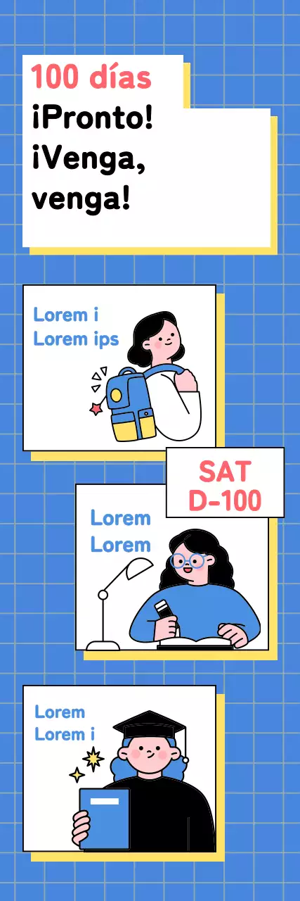 Pancarta de animación de la vuelta al cole SAT con fondo a cuadros