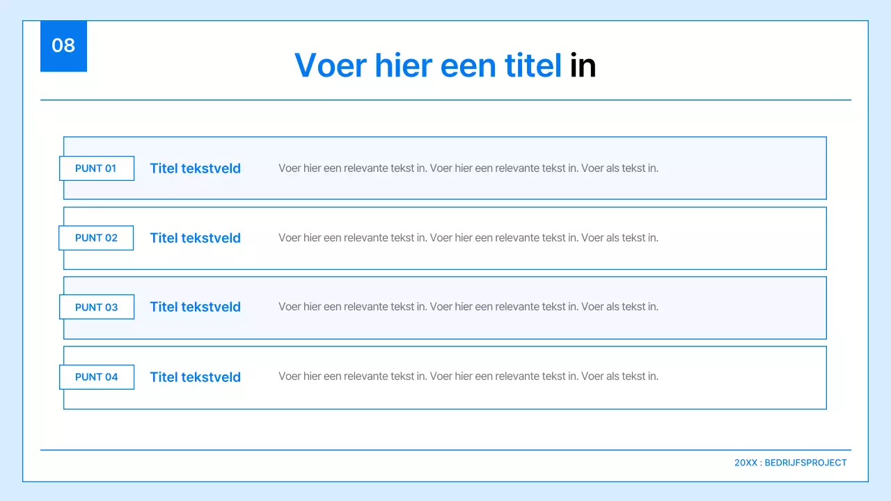 Een eenvoudig bedrijfsplan in wit en blauw