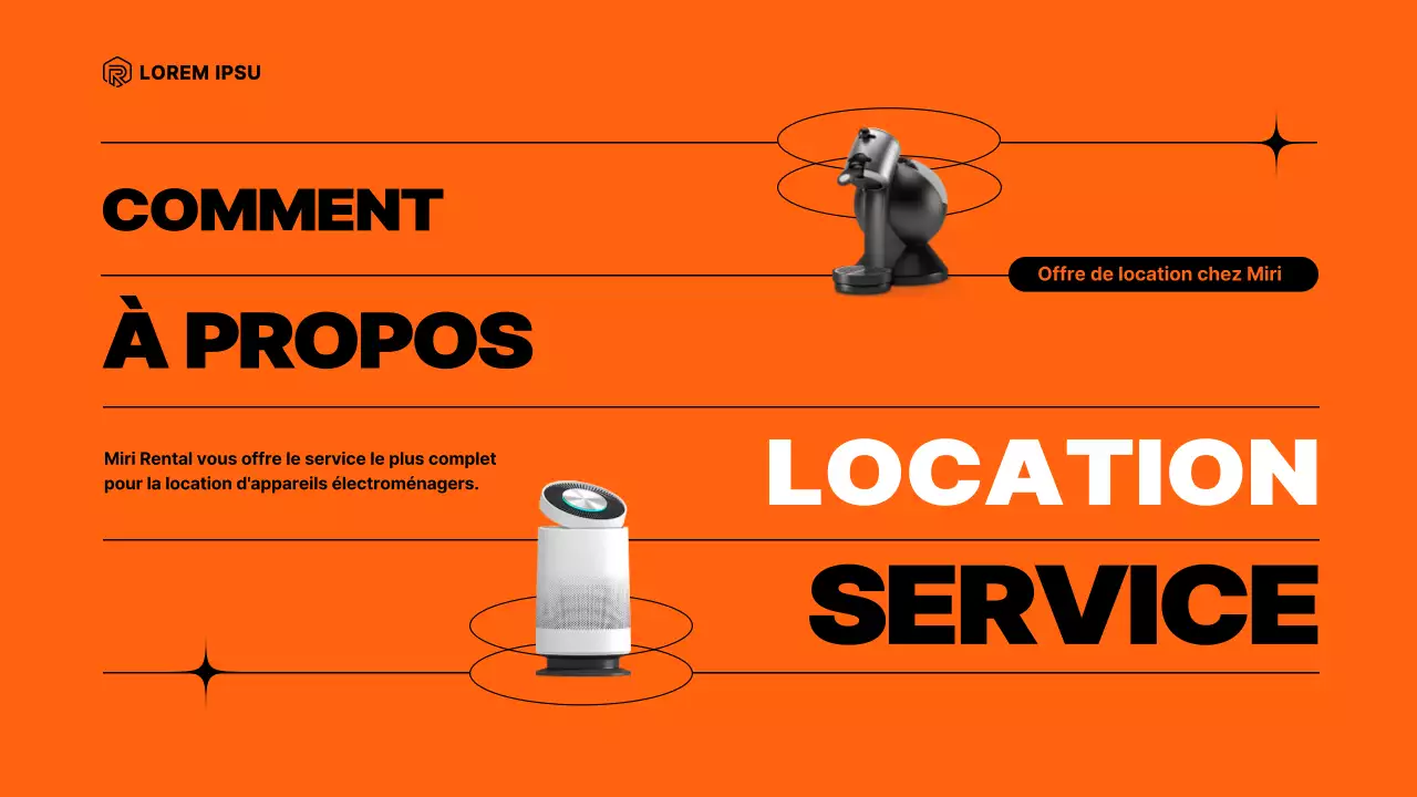 Proposition de service de location d'appareils électroménagers avec des éléments orange