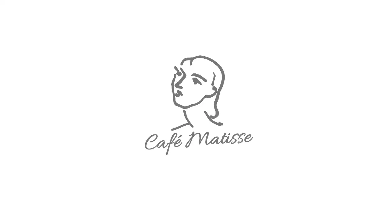 Een eenvoudig café met grijze, sentimentele illustraties en een eenvoudige stijl