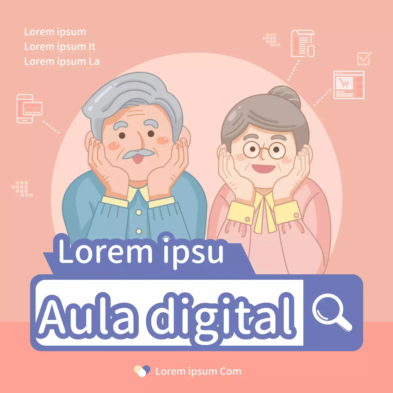 Tema de aula digital para mayores en rosa y azul