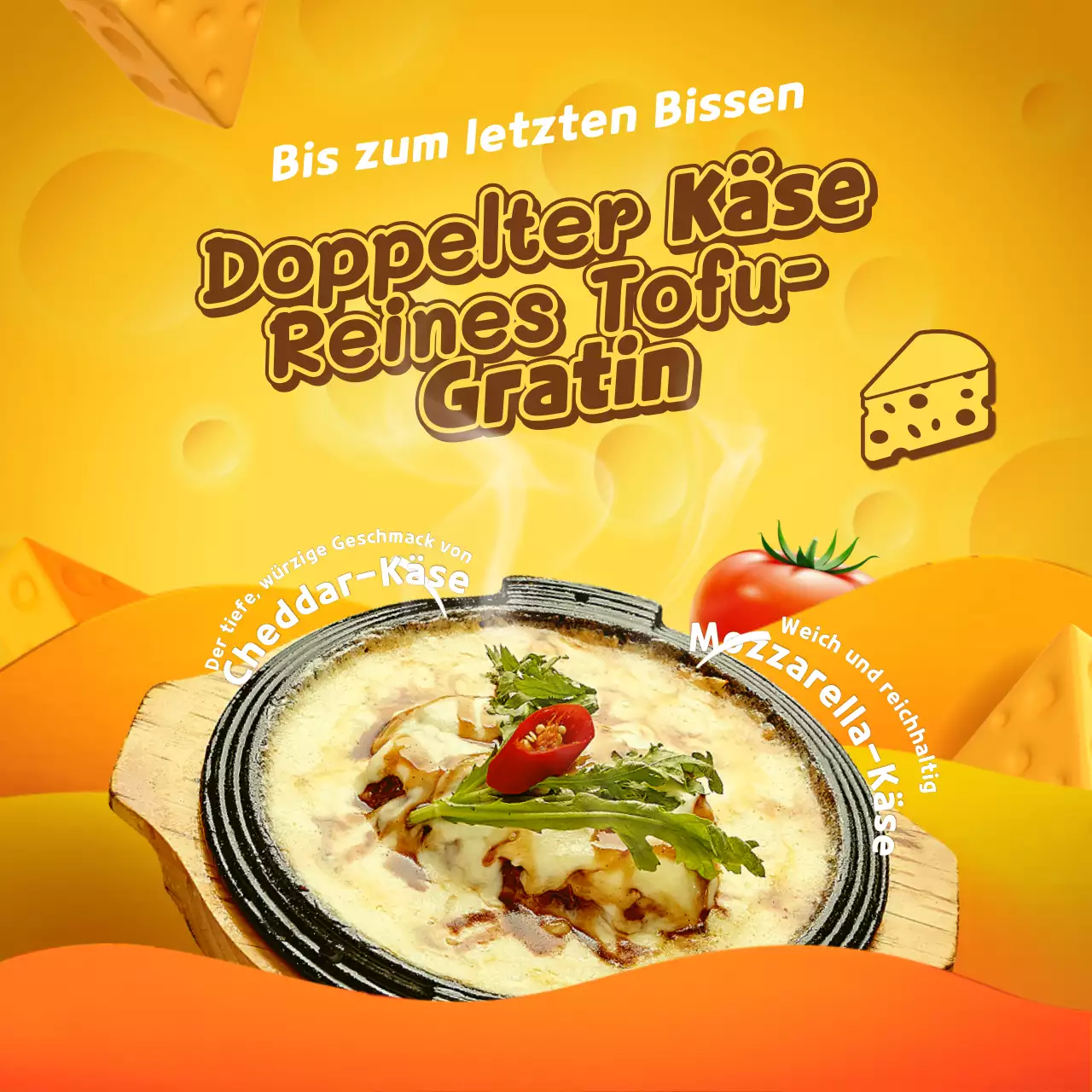 Thema Käsesundubu-Gratin mit gelbem Geschmackskonzept
