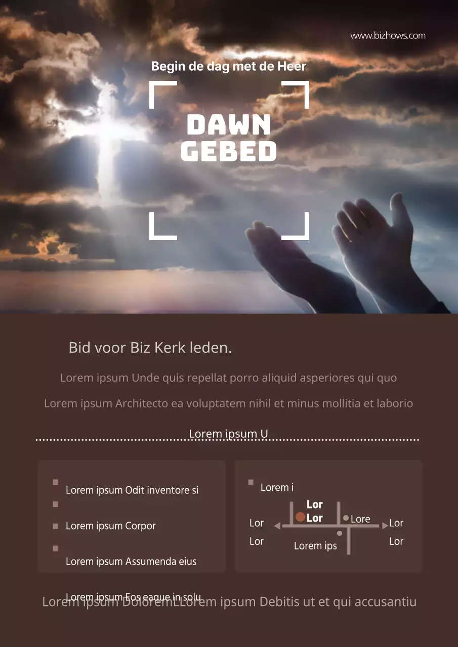 Eenvoudige kerkdienst flyer in bruine kleur